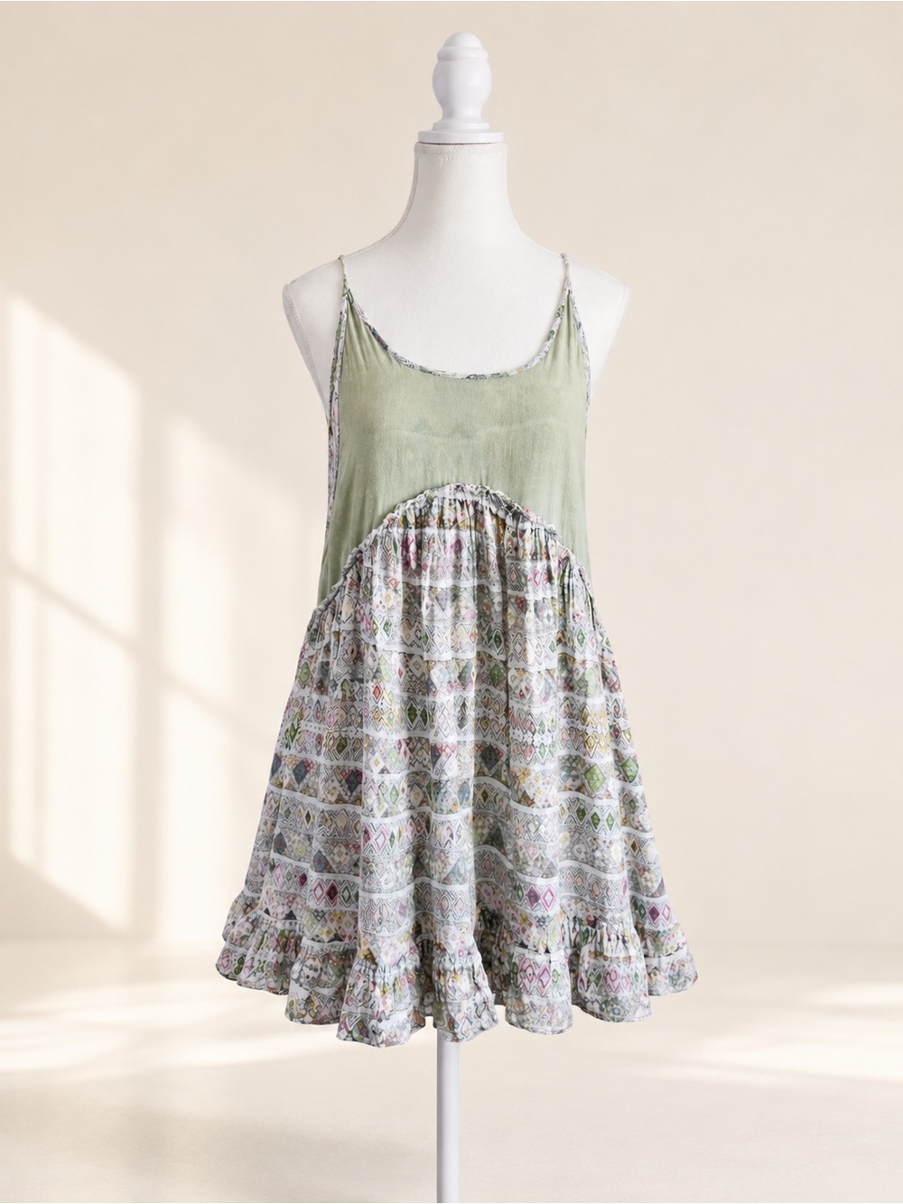 Carolina K XS Cotton Gauze Printed Mini Dress